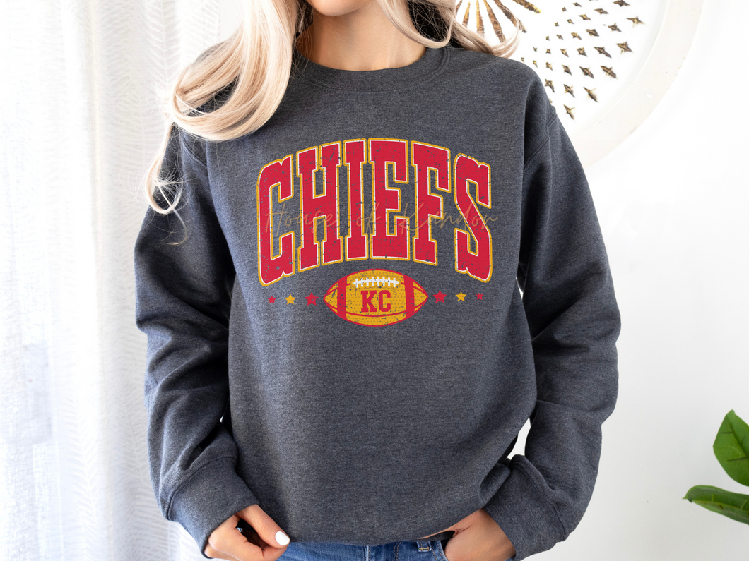 KC Chiefs Retro Dark Heather Unisex Crewneck