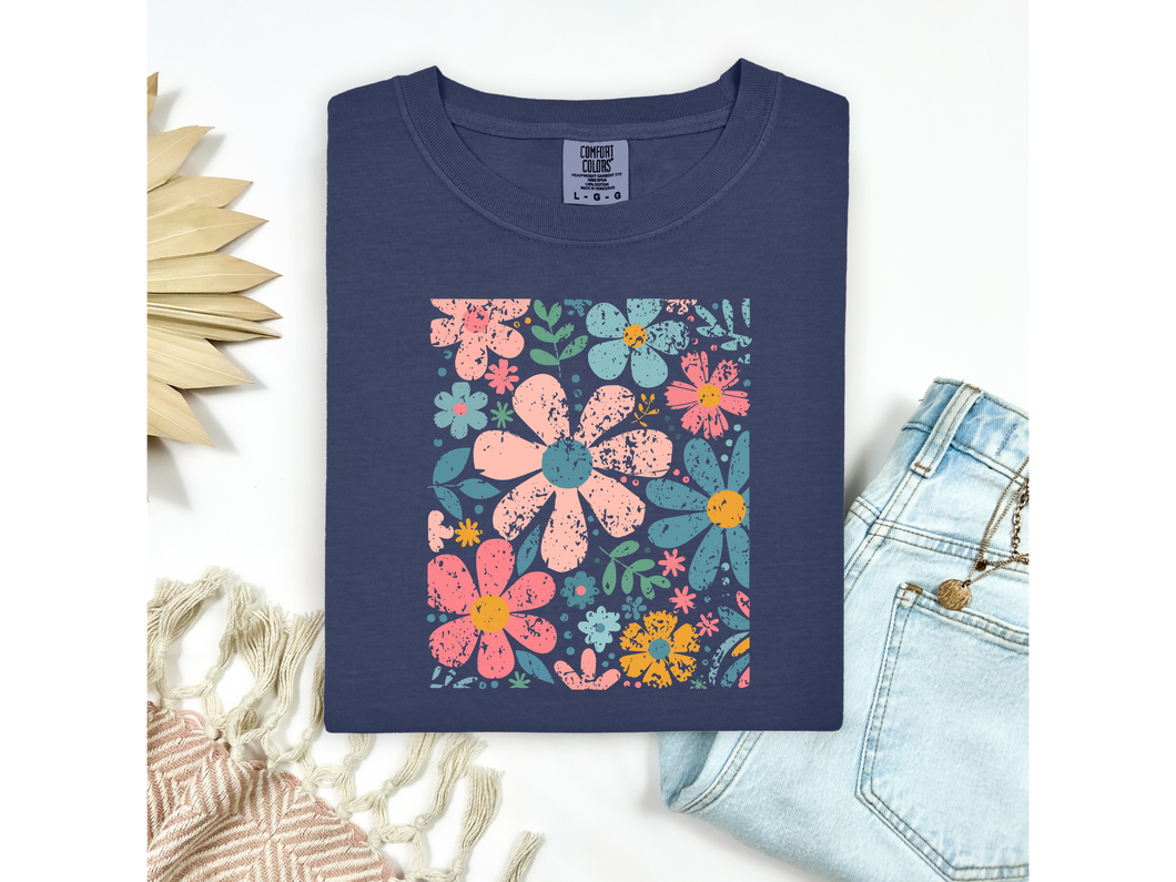 Navy flower Shirt