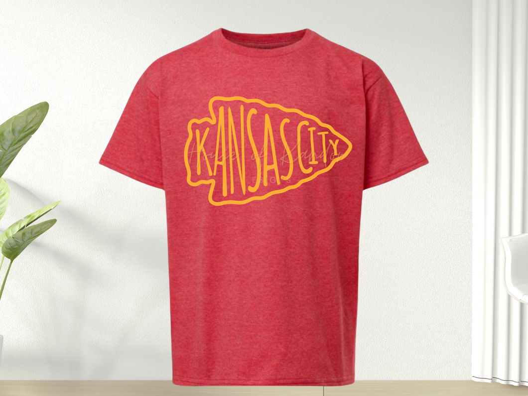 Youth Heather Red KC Arrowhead Tee