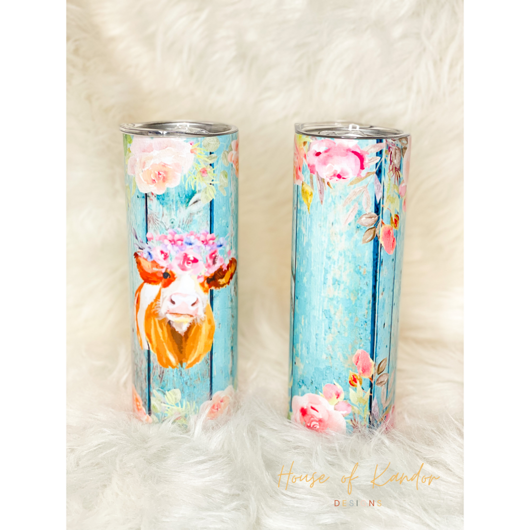 Flower Cow Tumbler - 20 oz